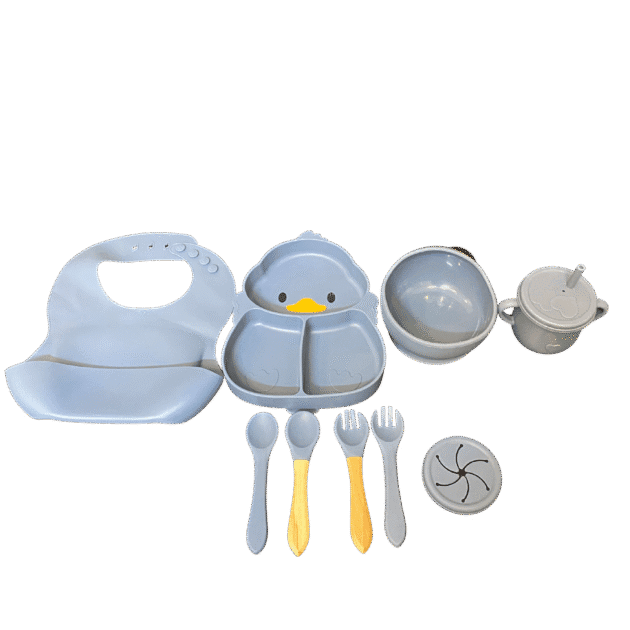 9-Piece Silicone Baby Feeding & Weaning Set – Echo Blue