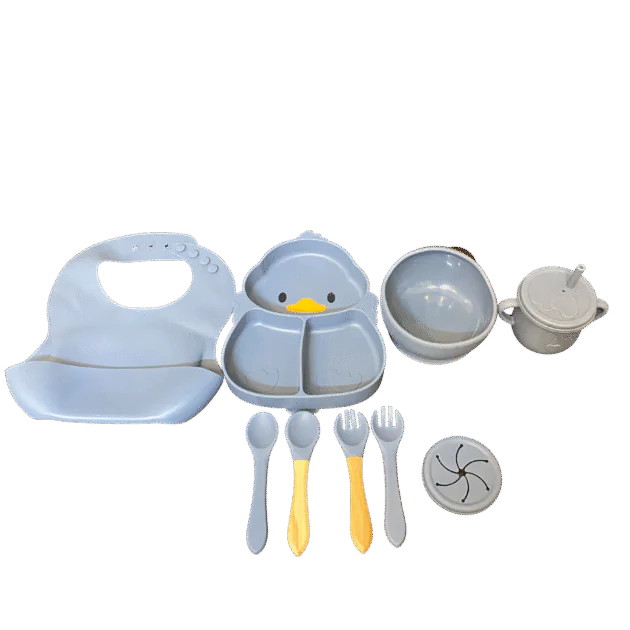 9-Piece Silicone Baby Feeding & Weaning Set – Echo Blue