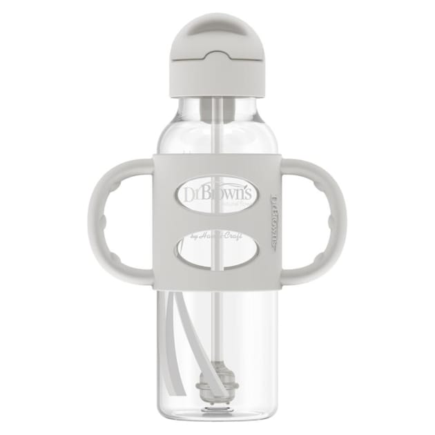 Dr. Brown's Milestones™ Narrow Sippy Straw Bottle – Gray, 8oz