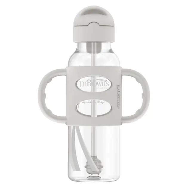 Dr. Brown's Milestones™ Narrow Sippy Straw Bottle – Gray, 8oz