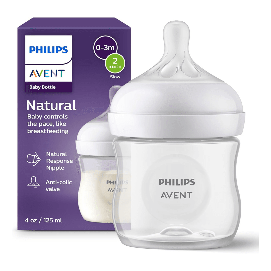Philips AVENT Natural Baby Bottle with Natural Response, Clear, 4oz