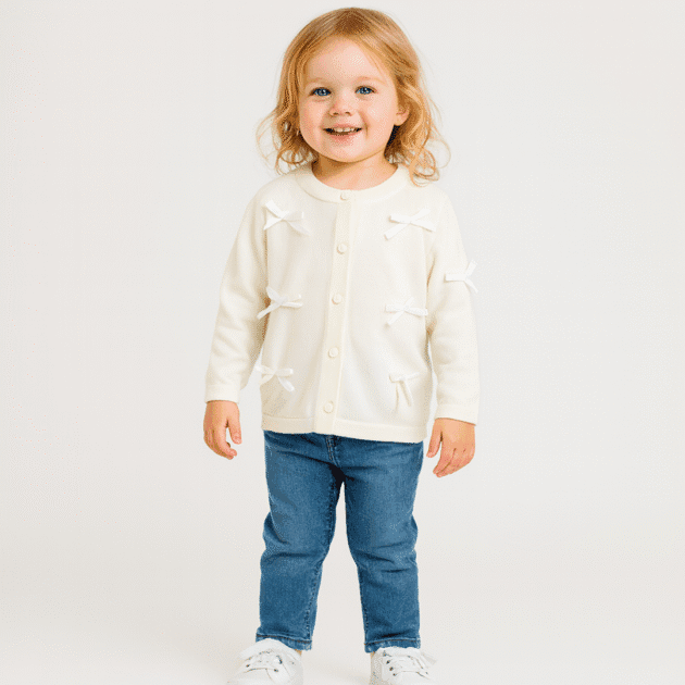 Baby Girl Cardigan with Bow Details