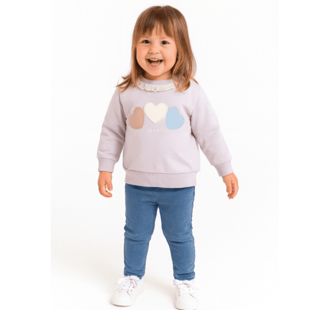 Girls Hearts Sweatshirt Lilac