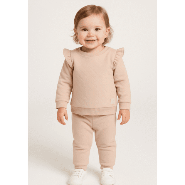 Baby Girl Quilted Double-Knit Pants Set
