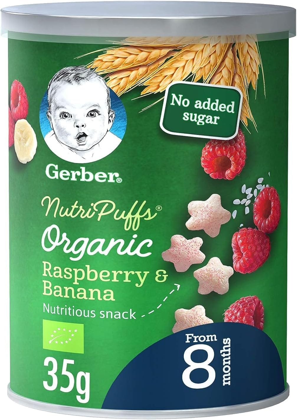 GERBER Organic Nutripuffs Raspberry & Banana (35g Can)