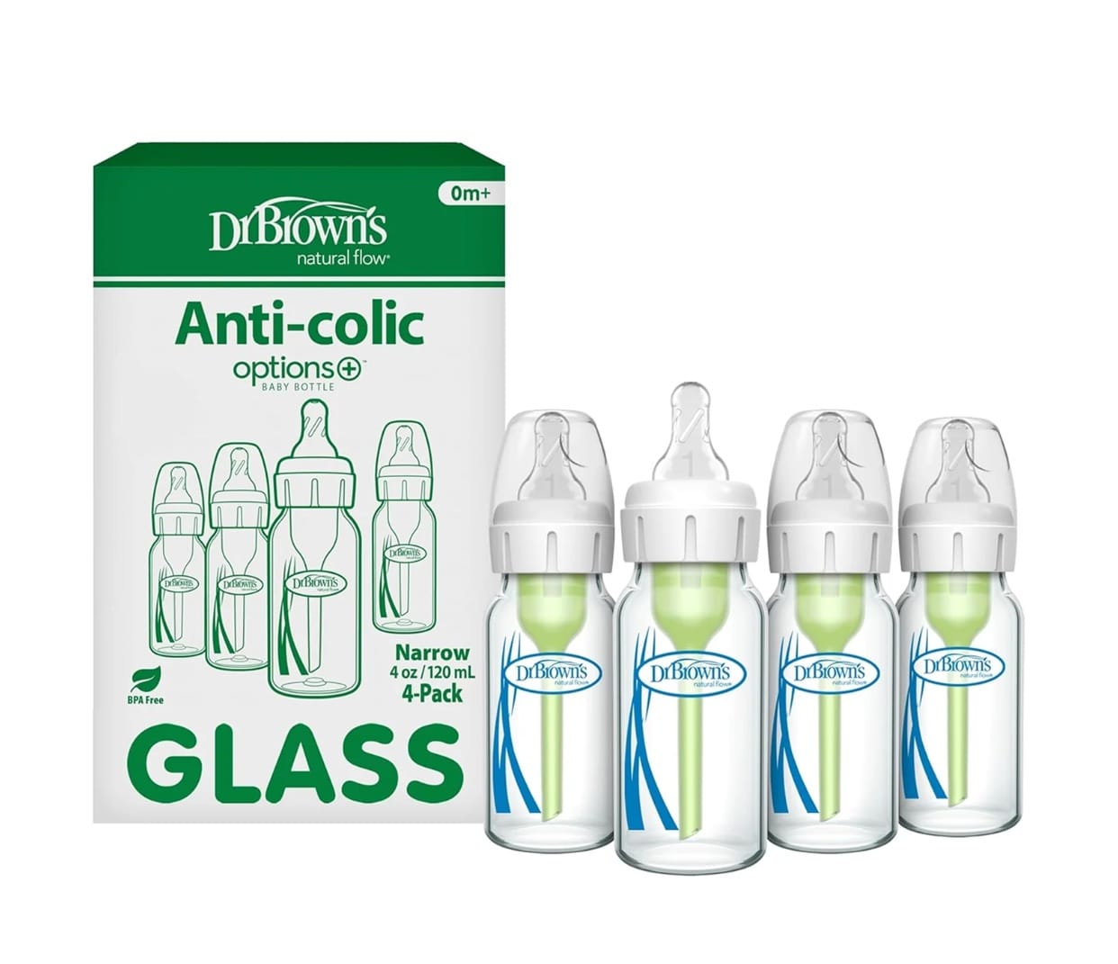 Dr. Brown’s Glass Anti-Colic Bottles – 4oz (Pack of 4)