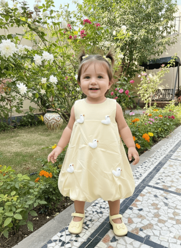 Butter Yellow Dress with 3D Ducks (18-24 months)
