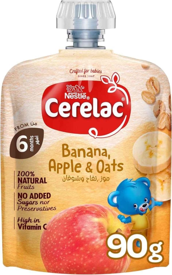 Cerelac Banana, Apple & Oats Puree Pouch (90g)