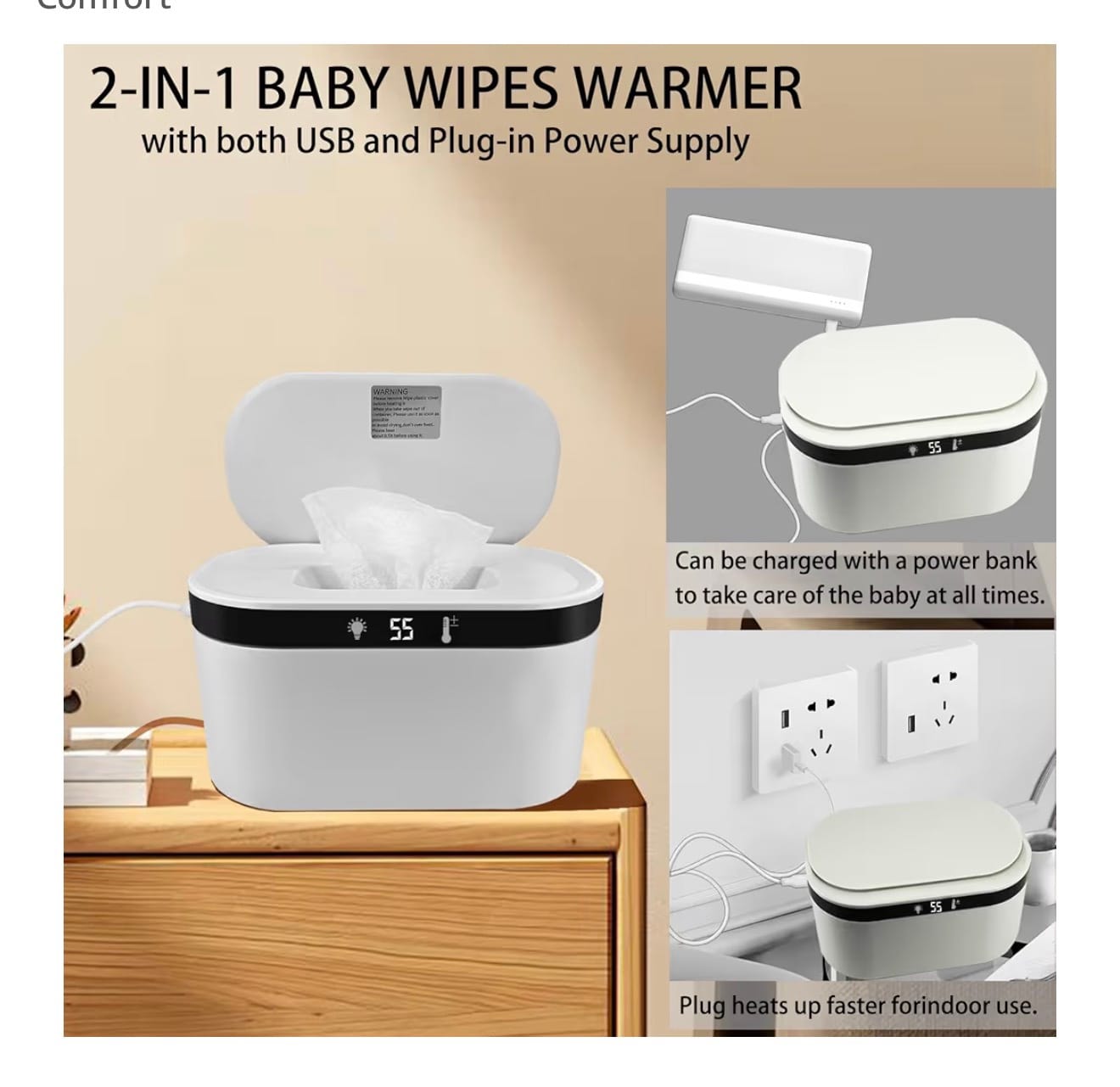 Nalacal Baby Wipes Warmer – 2-in-1 USB & Plug-In - Image 3