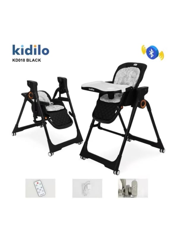 Kidilo KD018 Electric High Chair & Swing (Bluetooth + Remote) – Black