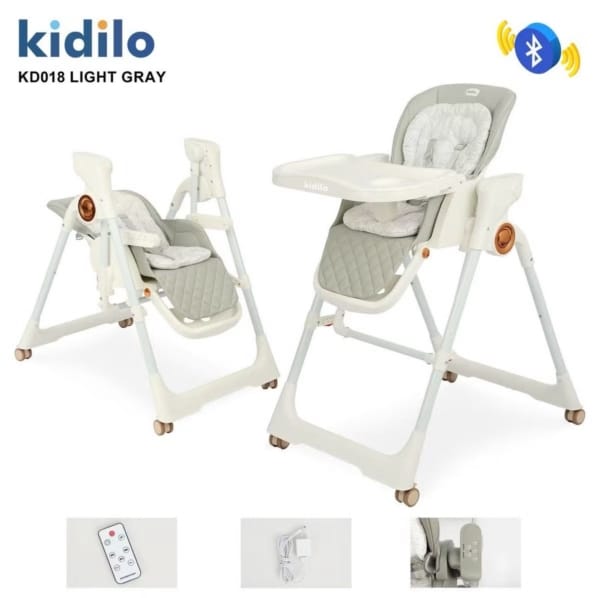 Kidilo KD018 Electric High Chair & Swing (Bluetooth + Remote) – Grey