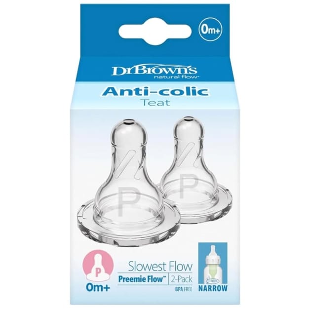 Dr. Brown’s Preemie Flow Narrow Nipples (2-Pack) – 0m+
