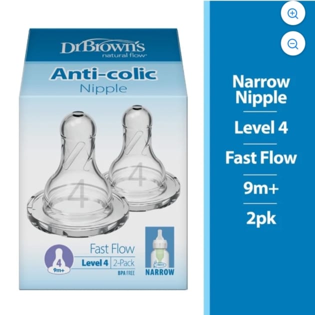 Dr. Brown’s Level 4 Narrow Nipples (2-Pack) – 9m+