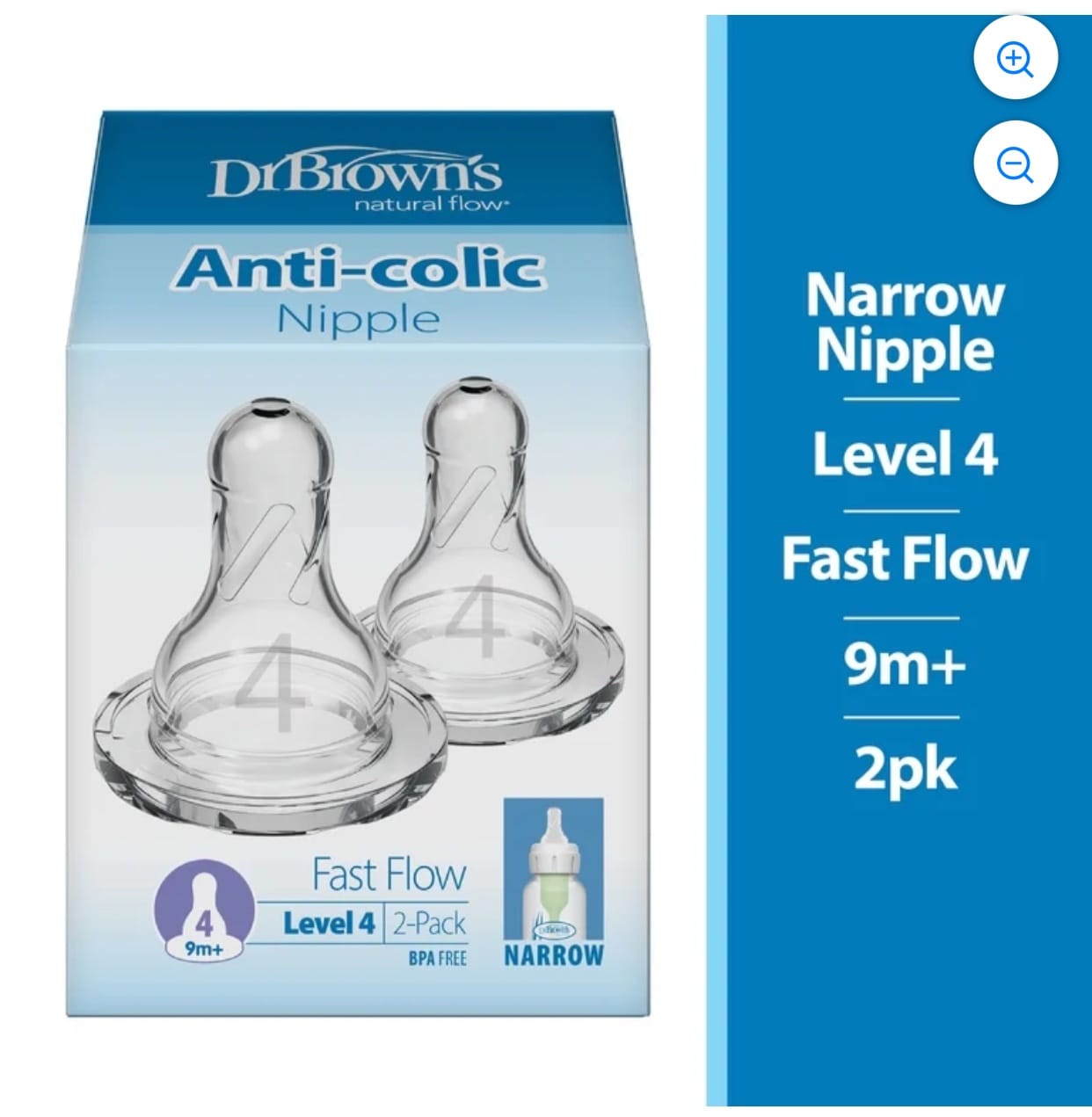 Dr. Brown’s Level 4 Narrow Nipples (2-Pack) – 9m+