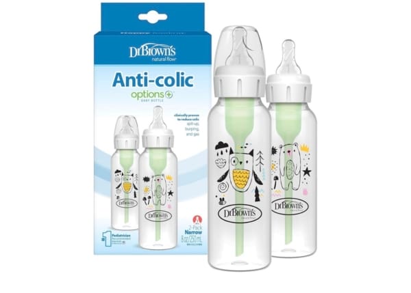 Dr. Brown’s Anti-Colic Options+ Narrow Bottles – Bear & Owl (8oz/250ml, 2 Pack)