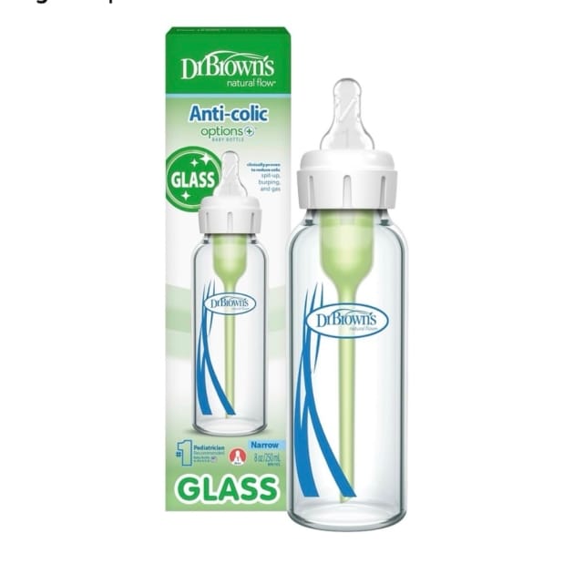 Dr. Brown’s Anti-Colic Options+ Glass Baby Bottle (8oz/250ml)