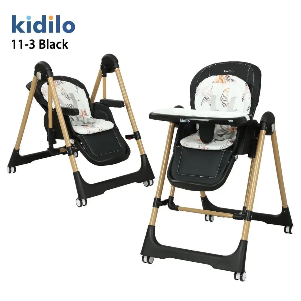 Kidilo 2 in 1 Swing Highchair | Black