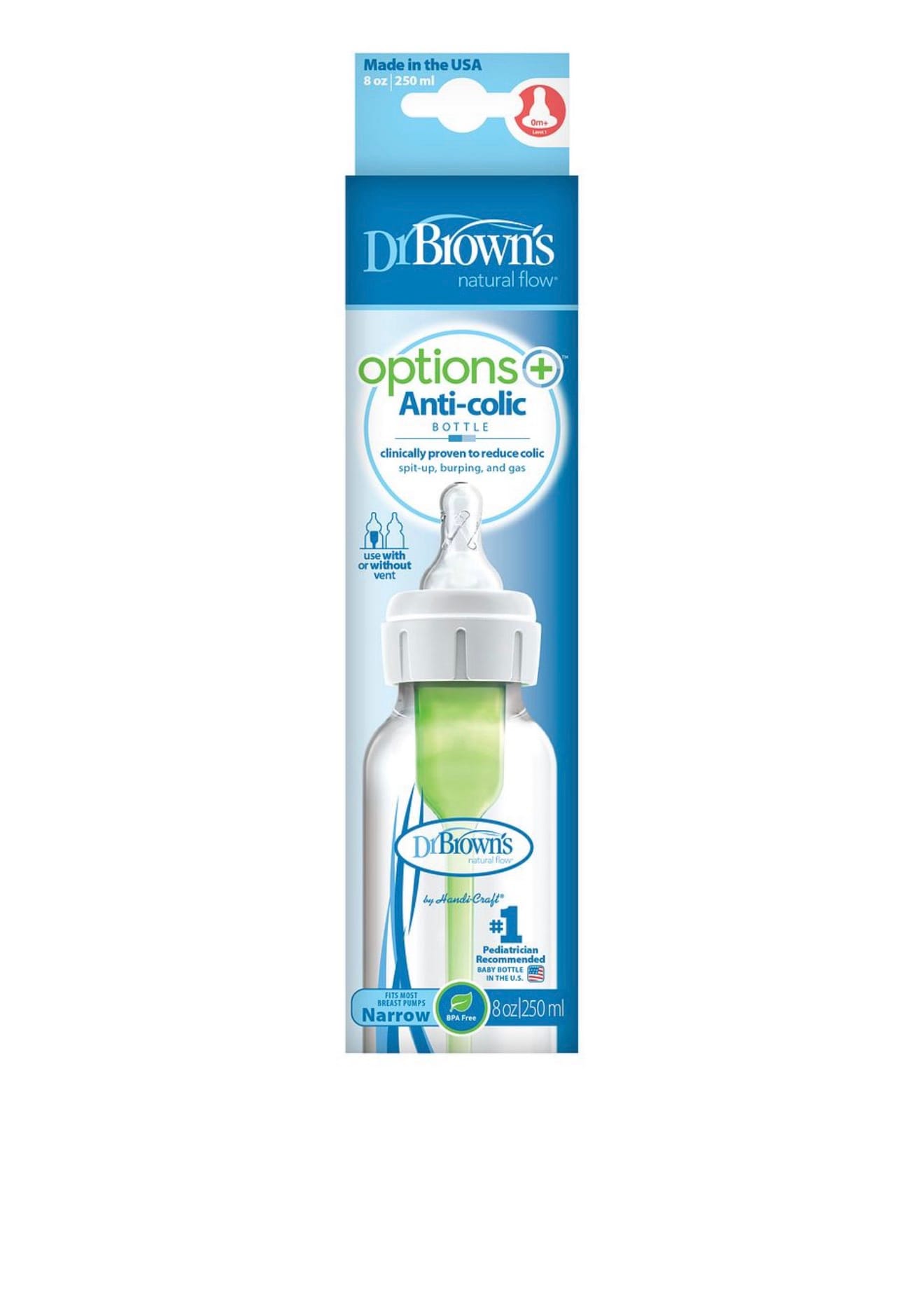 Dr. Brown’s Options+ Anti-Colic Narrow Bottle – 250ml (8oz) - Image 2
