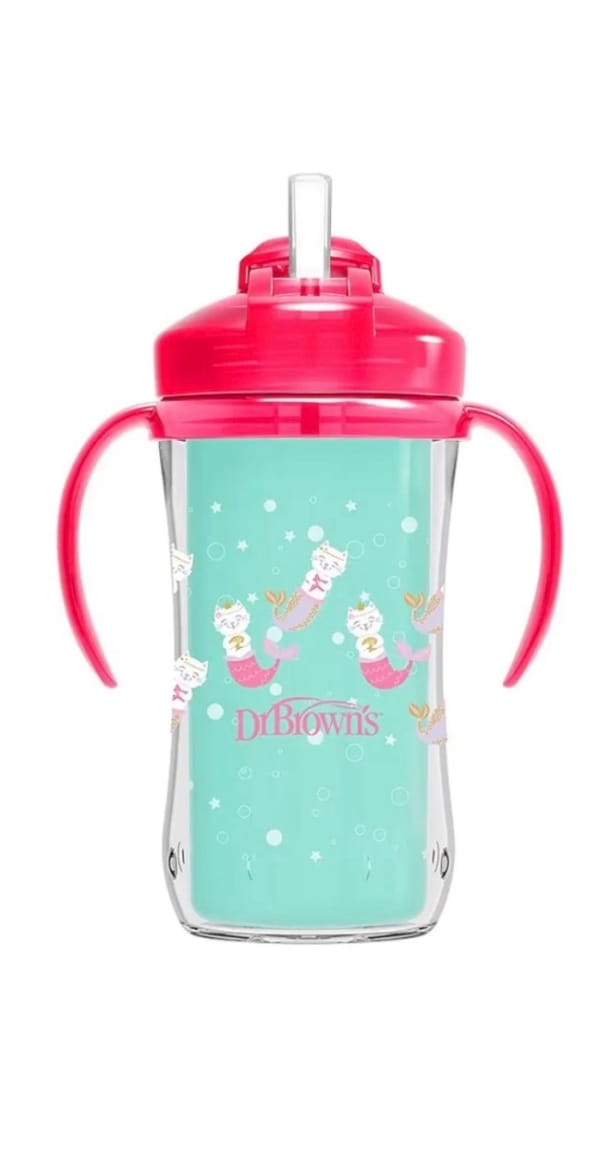 Dr. Brown’s Milestones Insulated Straw Sippy Cup – Mermaid Cat (300mL)