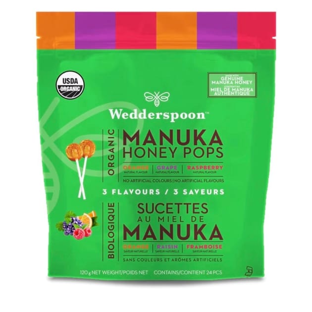 Wedderspoon Organic Manuka Honey Pops – Variety Pack (24 Count)