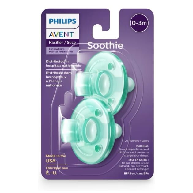 Philips Avent Soothie Baby Pacifiers (0–3 Months) – Green, 2 Pack