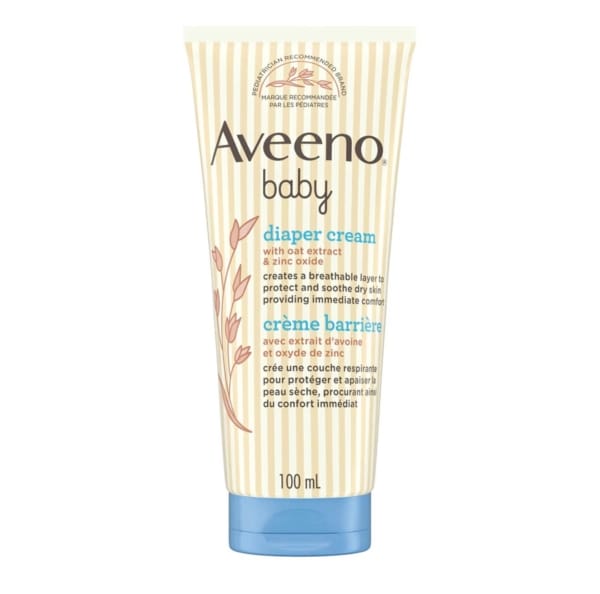 Aveeno Baby Diaper Cream – Oat Extract, Almond Oil, Zinc Oxide – Sensitive Dry Skin – 100ml, Fragrance Free