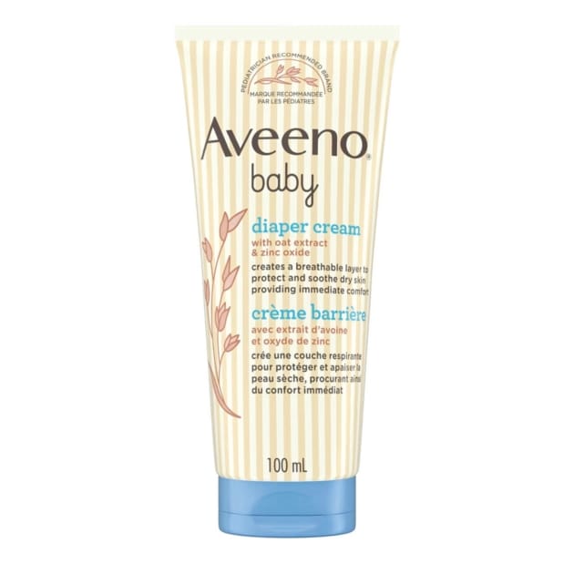 Aveeno Baby Diaper Cream – Oat Extract, Almond Oil, Zinc Oxide – Sensitive Dry Skin – 100ml, Fragrance Free