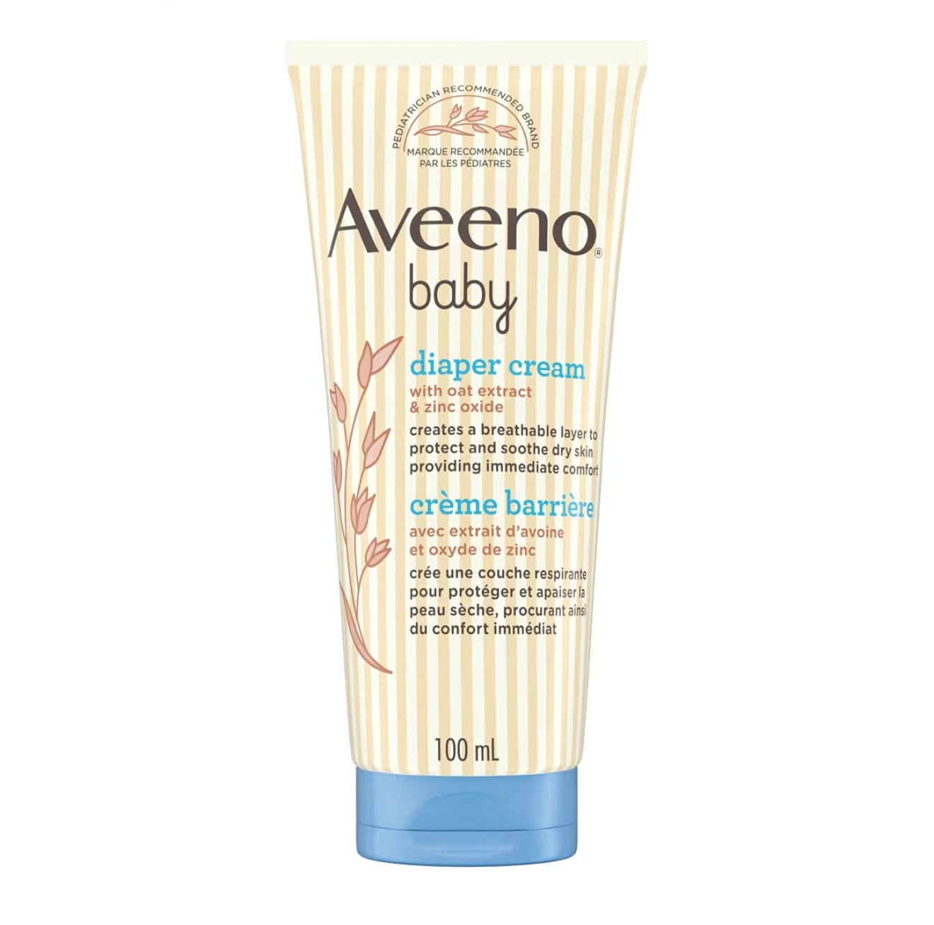 Aveeno Baby Diaper Cream – Oat Extract, Almond Oil, Zinc Oxide – Sensitive Dry Skin – 100ml, Fragrance Free