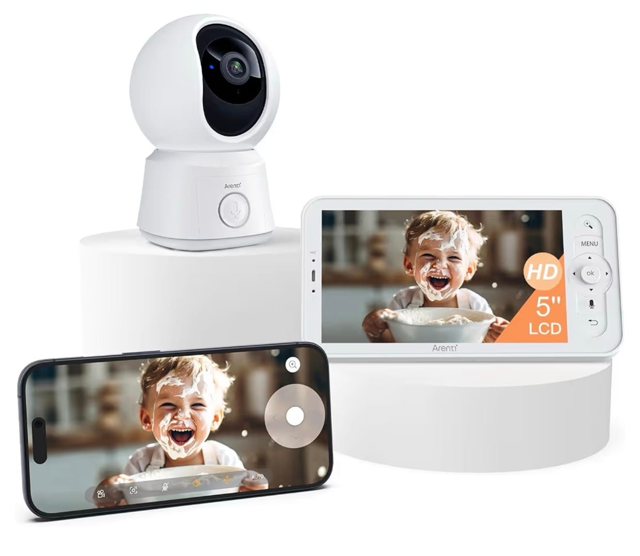 Arenti Baby Monitor B2 Kit – WiFi 6 Camera with 5” HD Parent Monitor