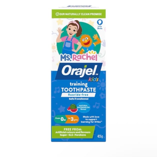 Orajel Kids Ms. Rachel Fluoride-Free Training Toothpaste – Natural Watermelon | 42.5g