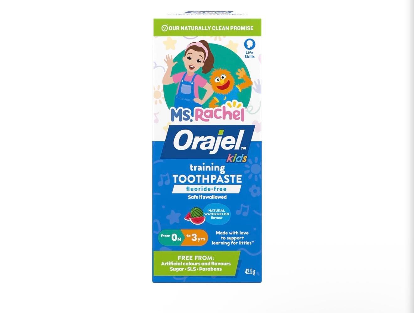 Orajel Kids Ms. Rachel Fluoride-Free Training Toothpaste – Natural Watermelon | 42.5g