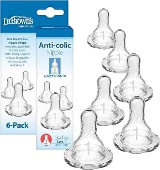 Dr. Brown’s Original Anti-Colic Nipples – Level 1, 6 Pack
