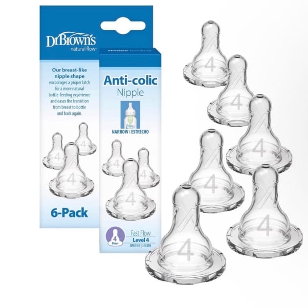 Dr. Brown’s Original Anti-Colic Nipples – Level 4, 6 Pack
