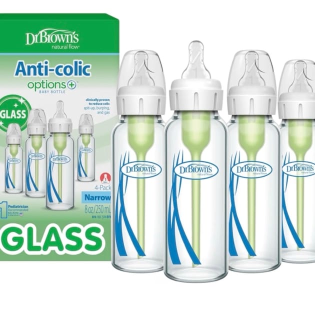 Dr. Brown’s Natural Flow Anti-Colic Options+ Narrow Glass Baby Bottles – 4 Pack