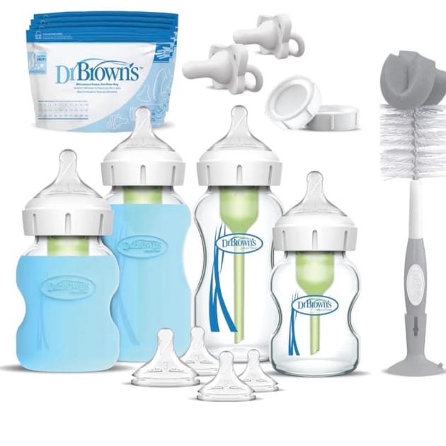 Dr. Brown’s Natural Flow® Anti-Colic Options+™ Wide-Neck Glass Bottle Gift Set – 0m+