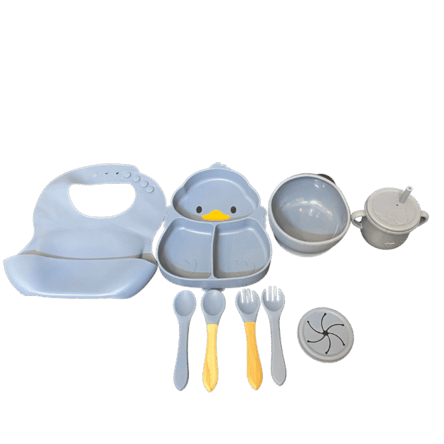 9-Piece Silicone Baby Feeding & Weaning Set – Echo Blue