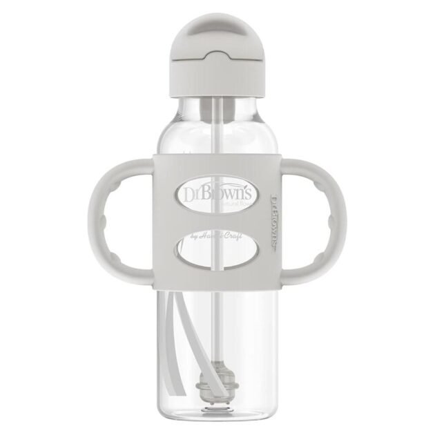 Dr. Brown’s Milestones™ Narrow Sippy Straw Bottle – Gray, 8oz