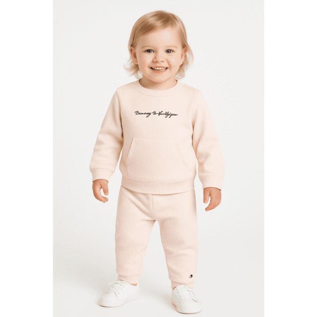 Baby Girl Brushed Ribbed Knit Sweatsuit