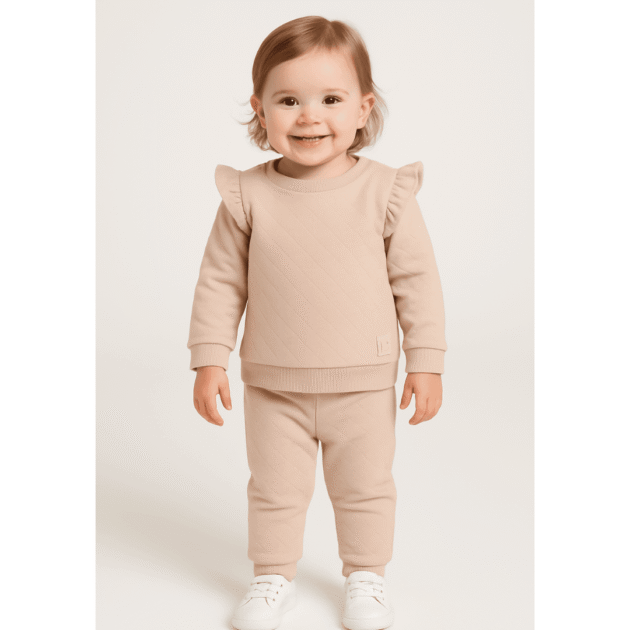 Baby Girl Quilted Double-Knit Pants Set