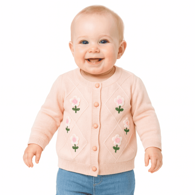 Baby Girl 3D Floral Sweater – view 3