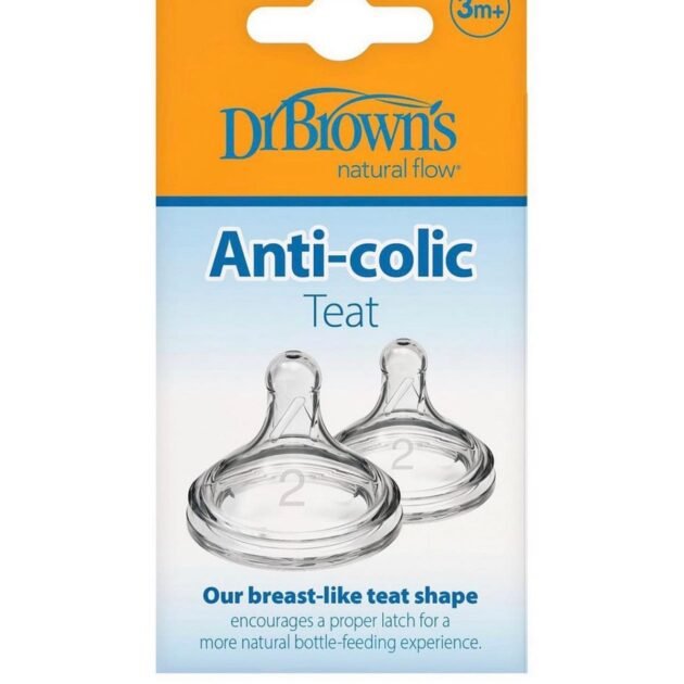 Dr. Brown’s Natural Flow® Anti-Colic Wide-Neck Level 2 Teats – Pack of 2