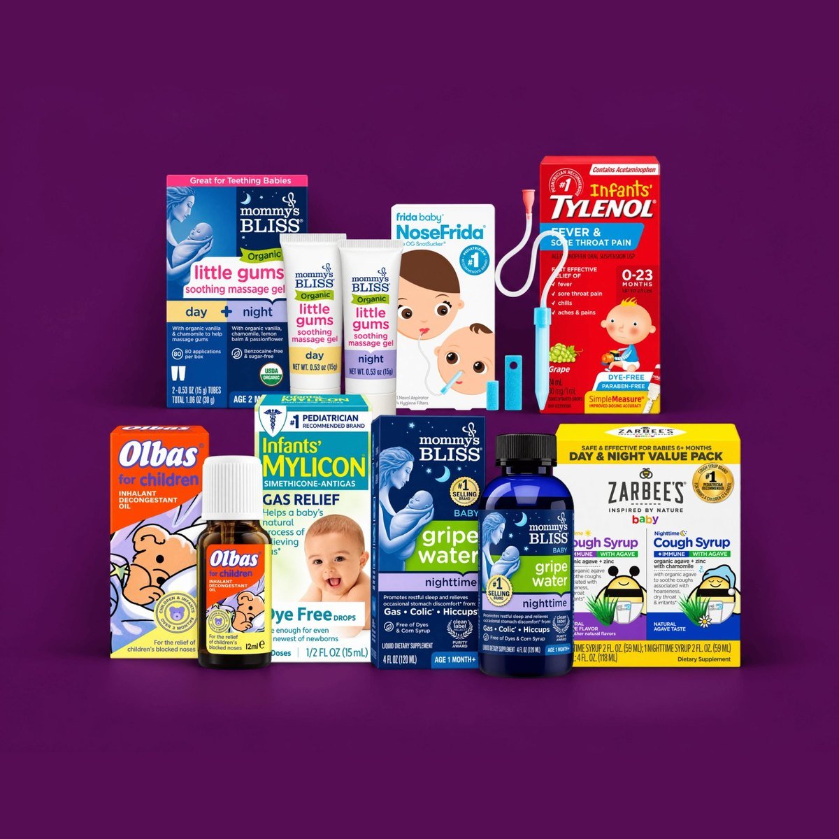 Baby health range with gripe water, gas relief drops and cough syrup