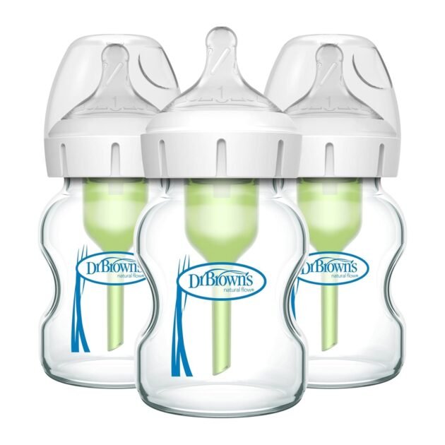 Dr. Brown’s Wide-Neck Glass Baby Bottles – 3 Pack (5oz)