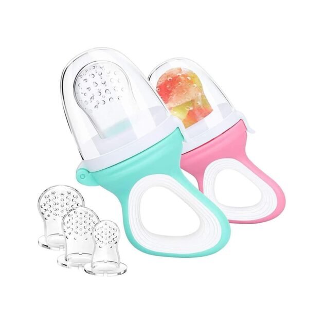 Baby Fruit and Food Pacifier Feeder (Set of 2 with Extra Nipples)