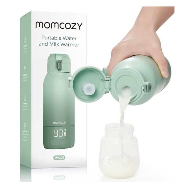 Momcozy Portable Milk Warmer for Travel – Dual Heating for Breast Milk & Water, Fast Heating, Long Battery Life, 17 oz Large Capacity for All-Day Feeding Convenience