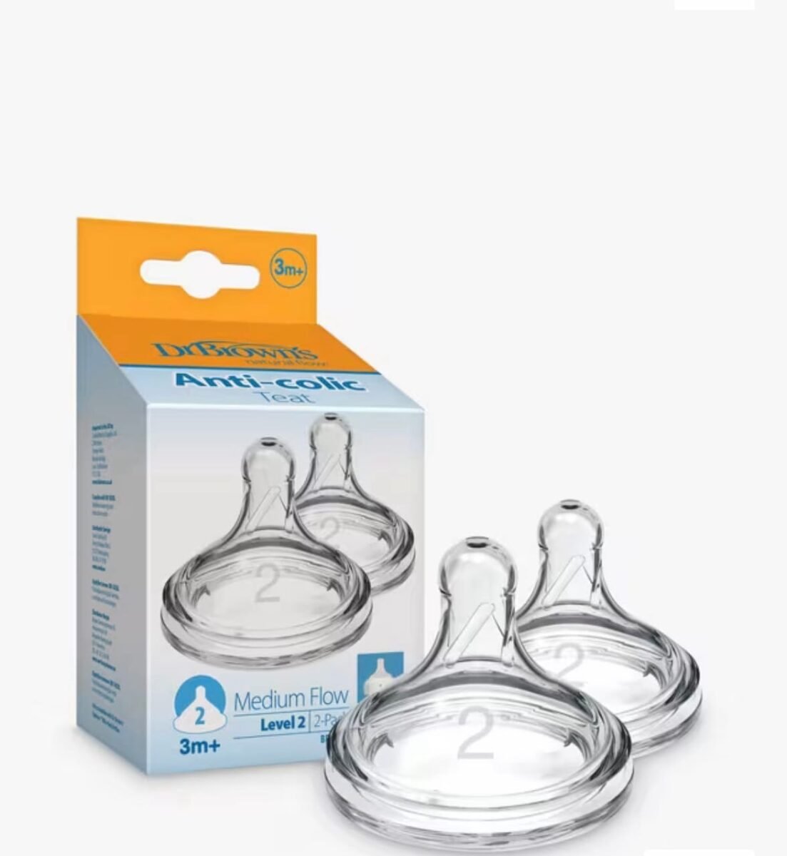 Dr. Brown’s Wide Neck Level 2 Teats (2-Pack) – 3m+
