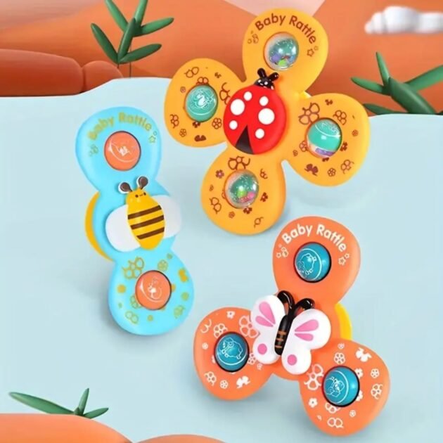 Rotating Suction Rattle Toy for babies – Set of 3