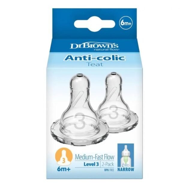 Dr. Brown’s Level 3 Narrow Nipples (2-Pack) – 6m+