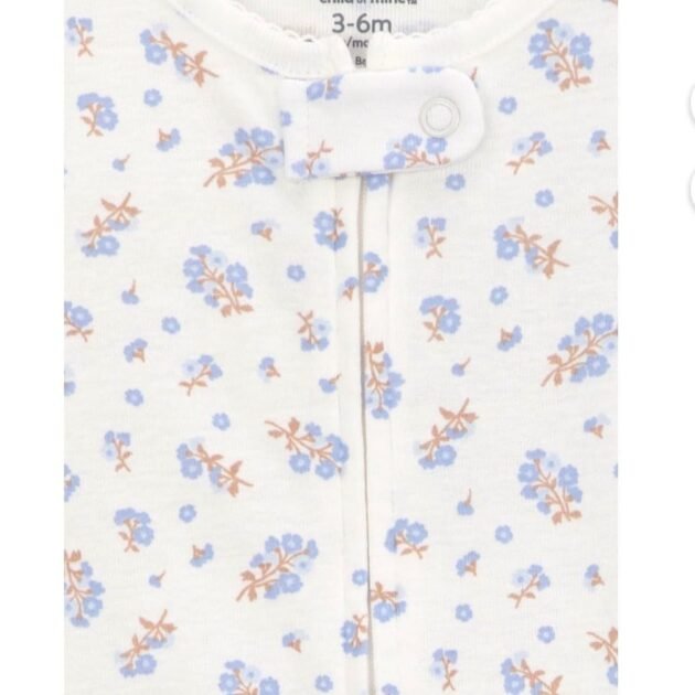 Carter’s Child of Mine Baby Girls’ 2-Pack Cotton Footed Sleepers – Floral | 0–3 Months – view 3