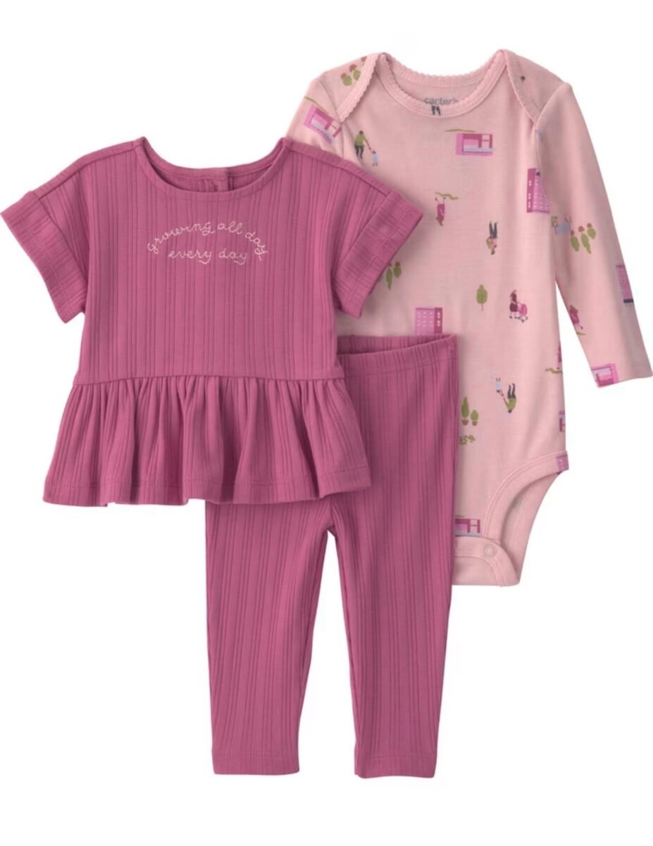 Carter’s Child of Mine Baby Girl Outfit Set, 3-Piece, Size 0-3 months